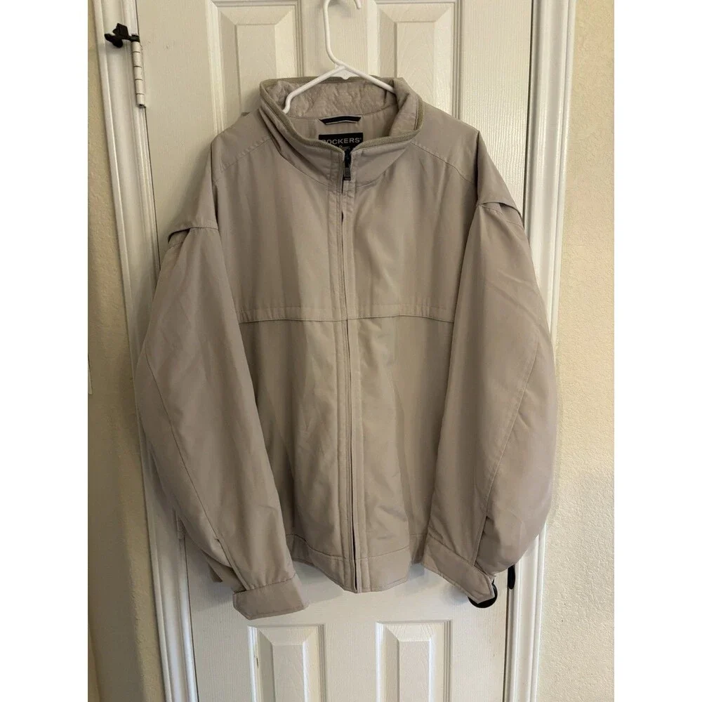 Dockers Stain Defender Men’s Jacket Tan Full Zip Lightweight 2XL